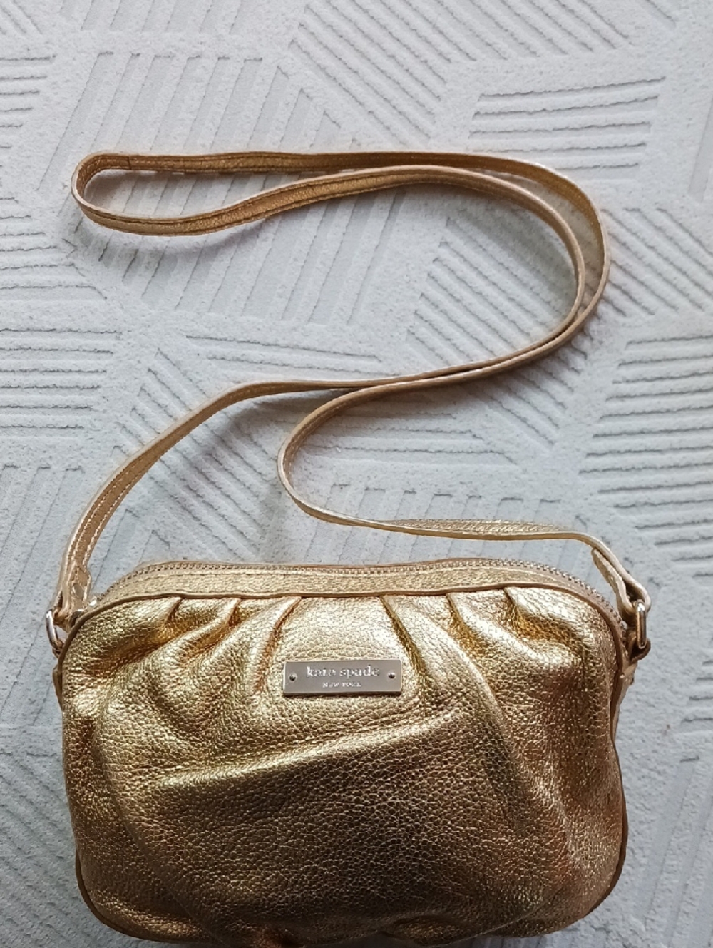 Kate Spade Gold Metallic Refined Grain Leather Crossbody Bag